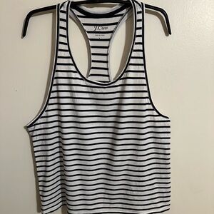 J. Crew Navy/White Stripe Racer Back Tank, Size L